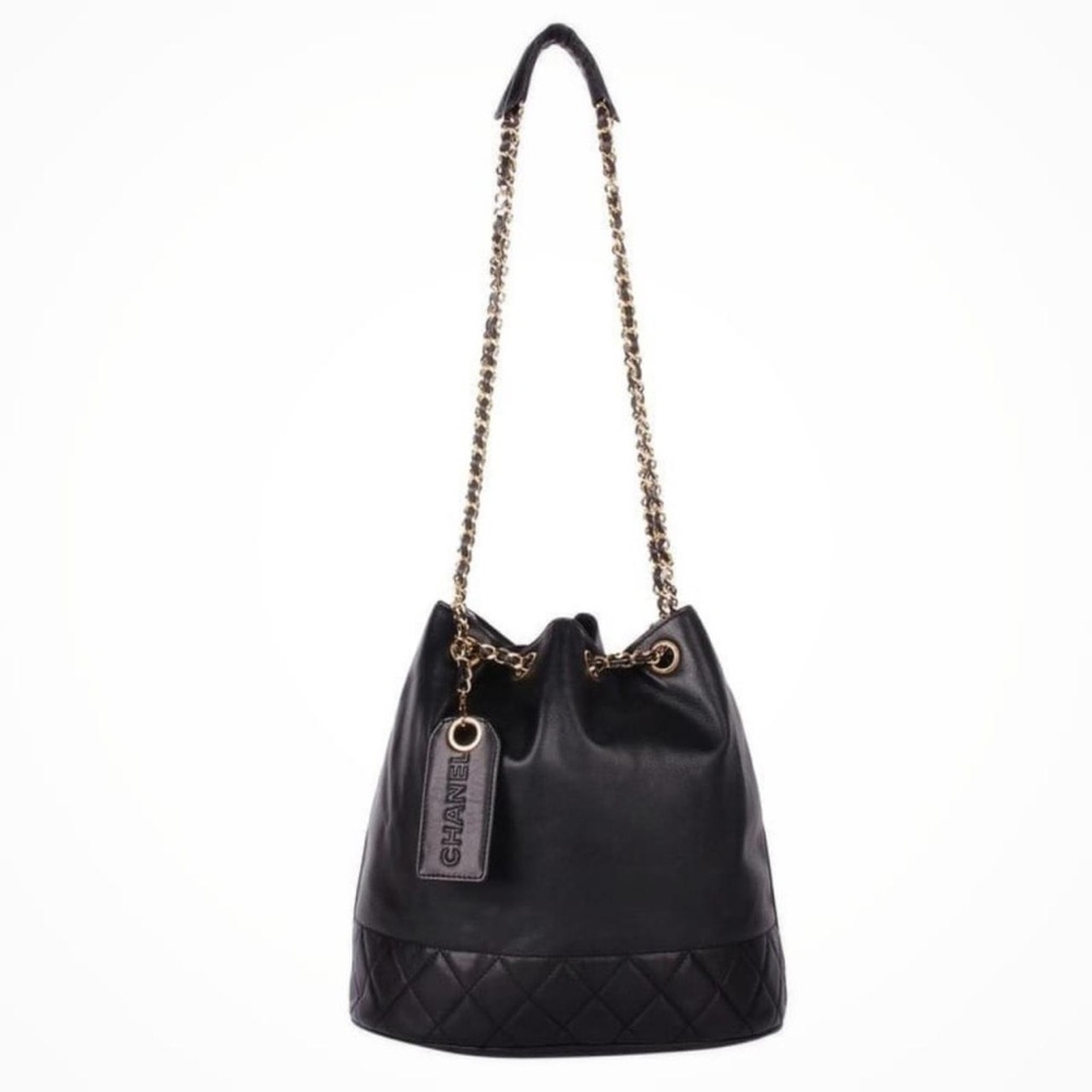 Chanel 1980’s Large Gabrielle Matelasse Aged Leather Hobo Drawstring Bucket Bag - Picture 14 of 14
